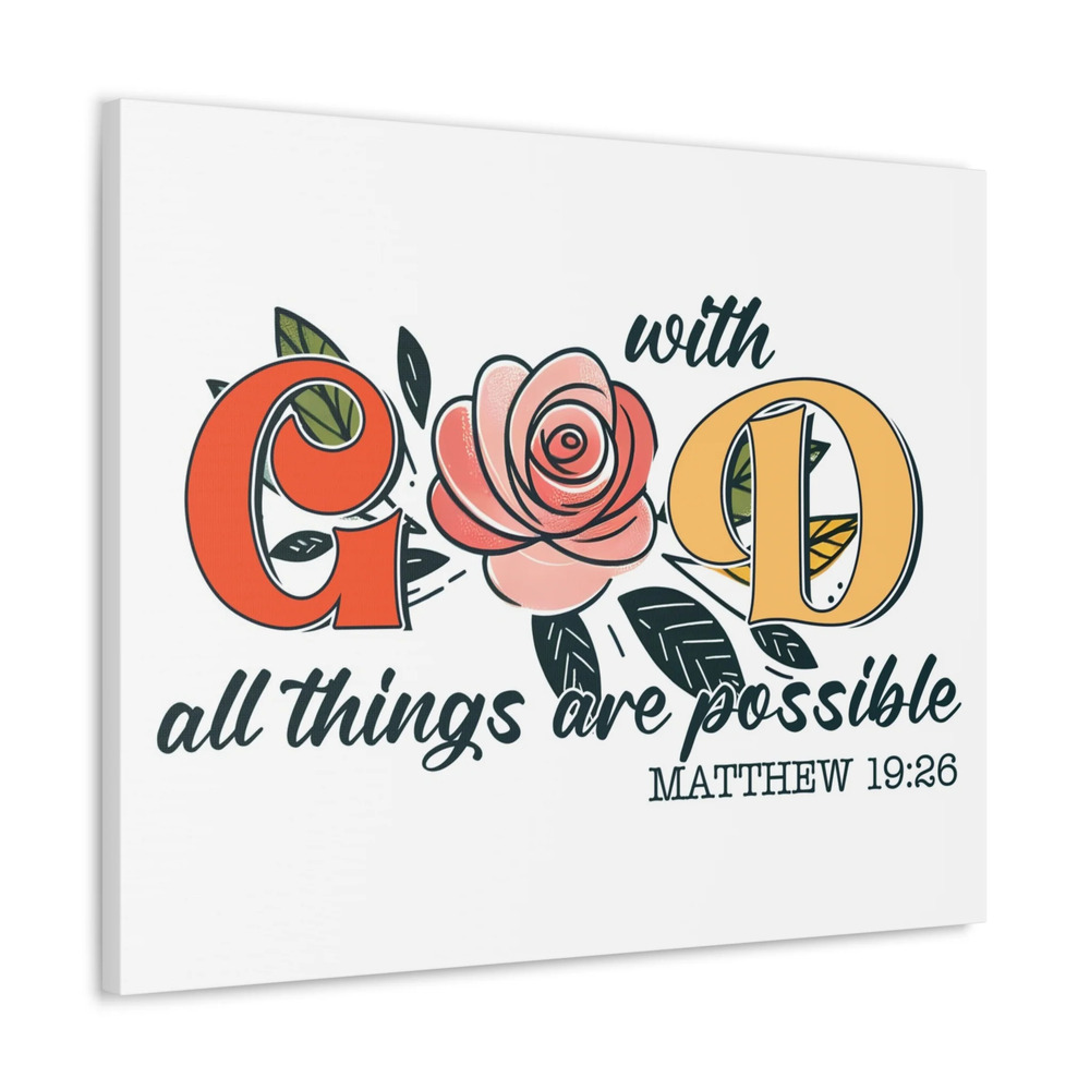 Scripture Walls Matthew 19:26 All Things are Possible Bible Verse Canvas